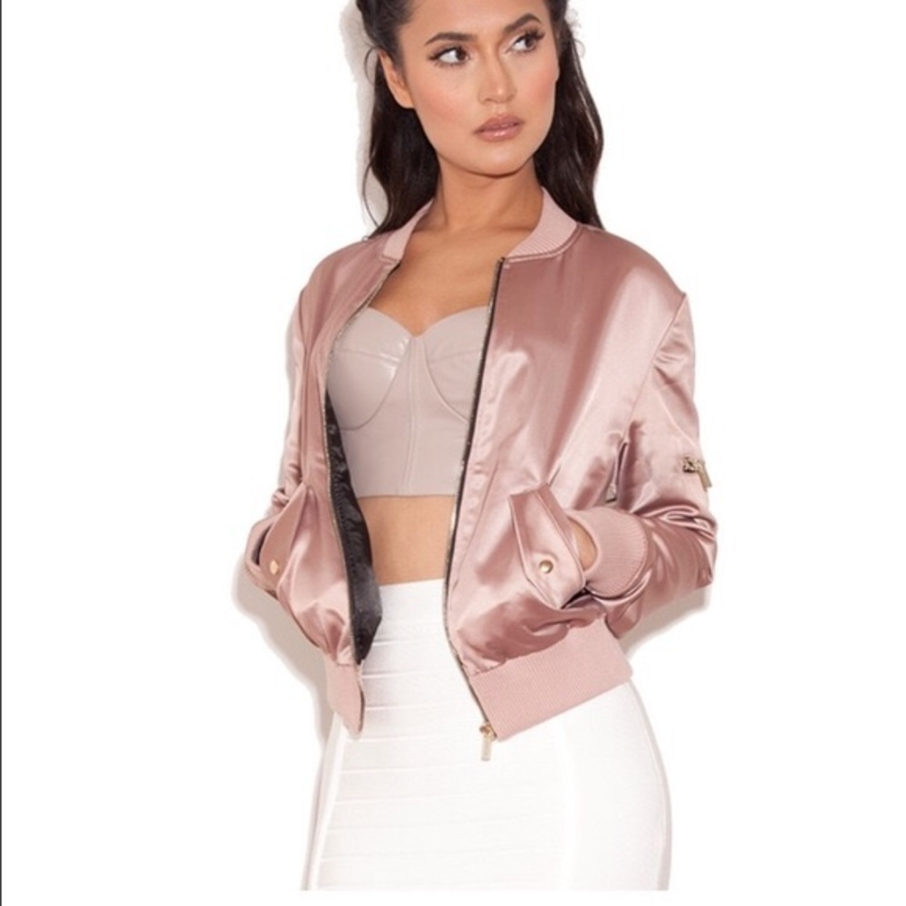 🔥House is CB Dena Rose Gold Satin Bomber XS